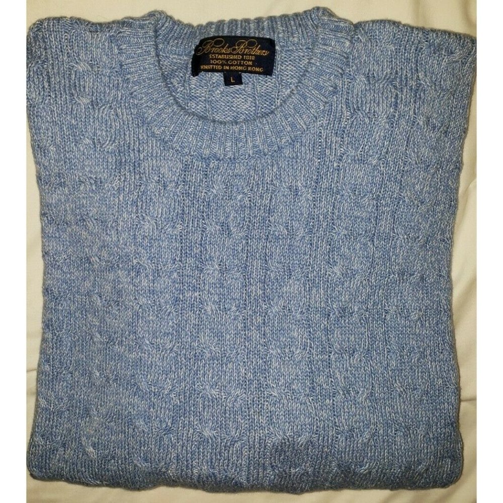 Mens Designer BROOKS BROTHERS Gray 100% cotto  Pullover Sweater L